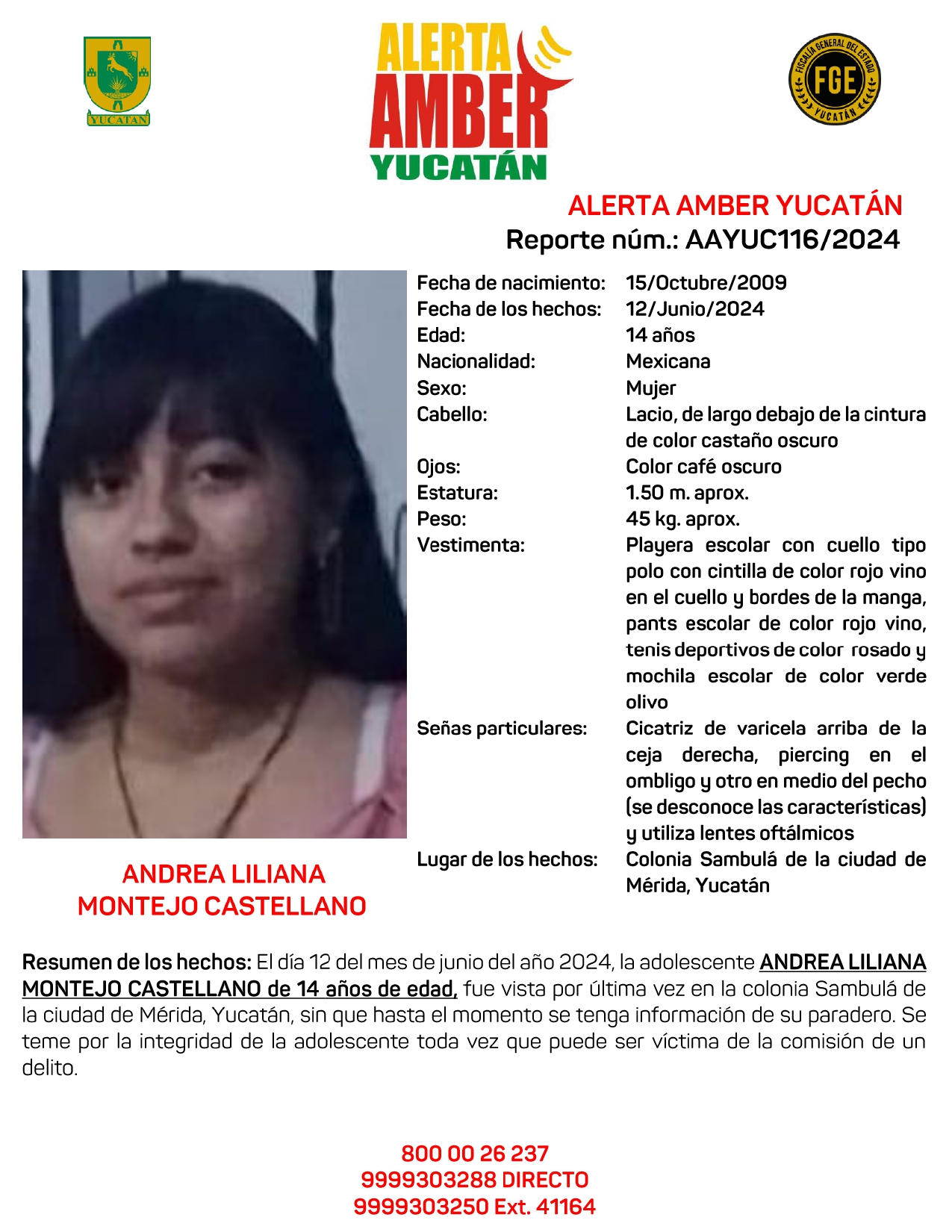 Alerta Amber Estatal Andrea Liliana Montejo Castellano De 14 Años De Edad (yuc).docx Page 0001