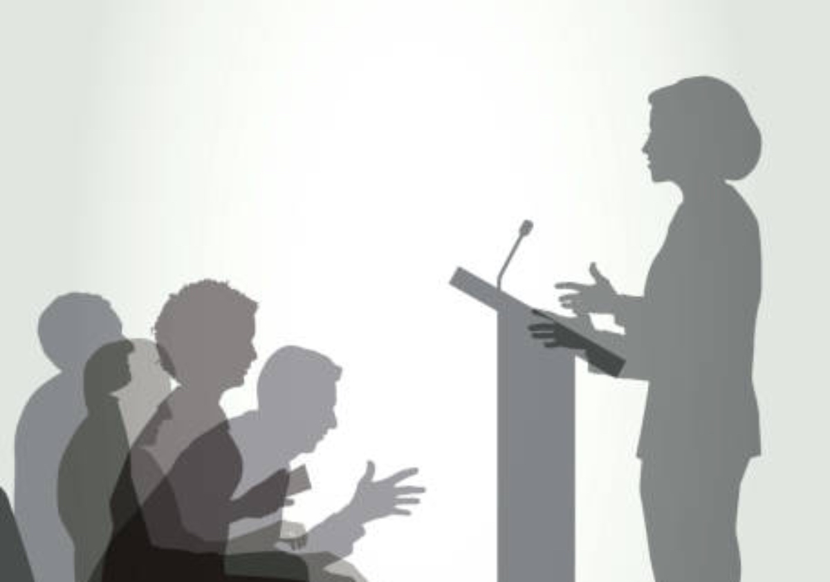 Colourful Overlapping Silhouettes Of Politicians Debatin